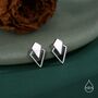 Sterling Silver Art Deco Inspired Small Rhombus Stud Earrings, thumbnail 2 of 11