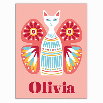 Butterfly Cat Personalised Metal Print, 3 of 8