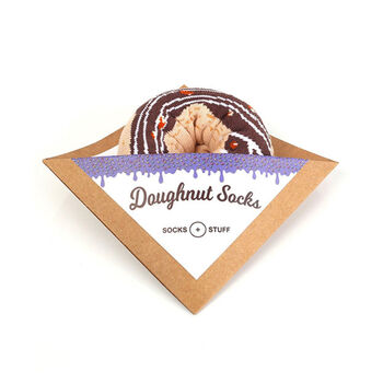 Chocolate Caramel Swirl Donut Socks, 4 of 5