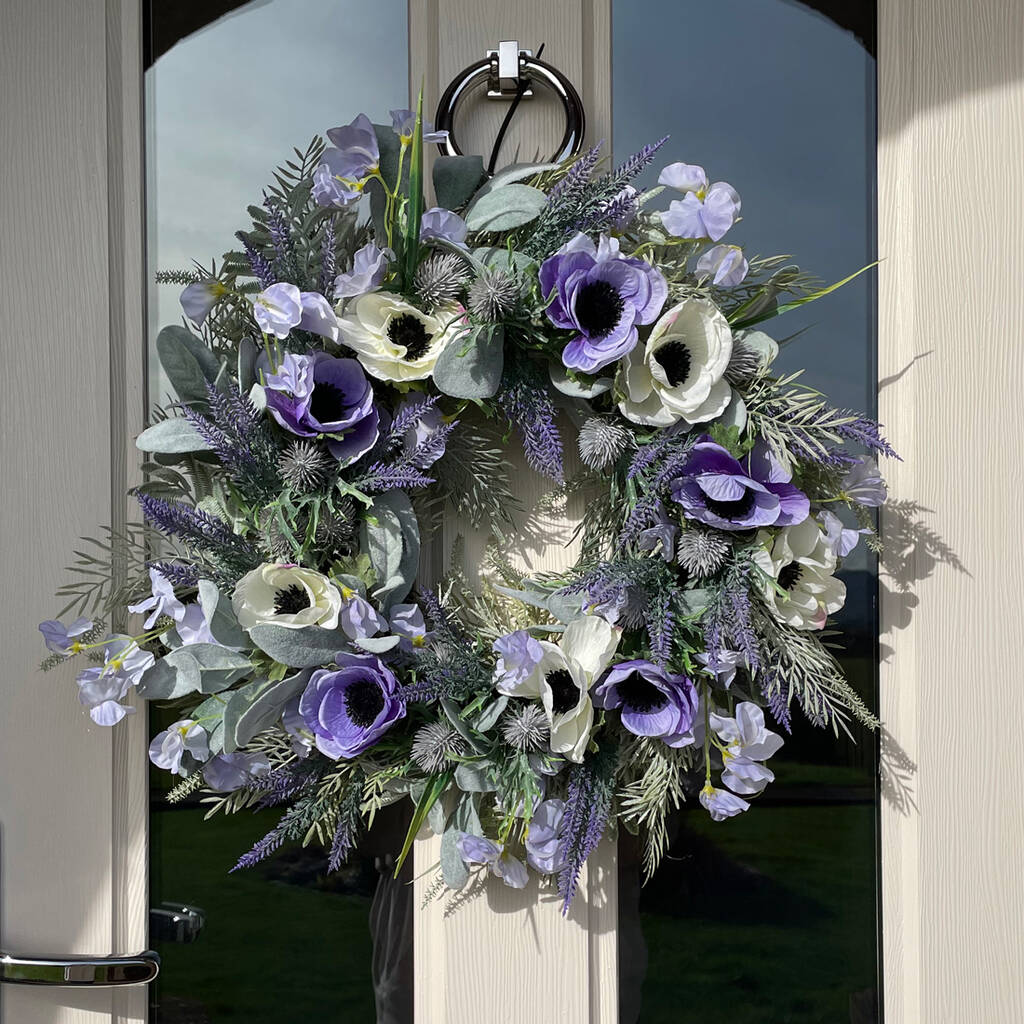 Parma Violets Faux Flowers Wreath, 1 of 3