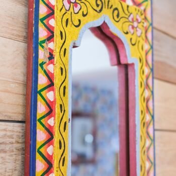 Yellow Indian Panel Mirror, 6 of 12