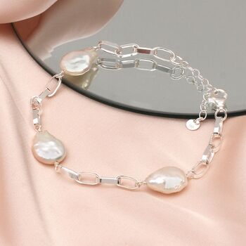 Personalised Silver Chain And Freshwater Pearl Bracelet, 2 of 4