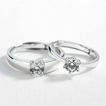 Adjustable Couple Promise Ring Set With Zircon, 4 of 5