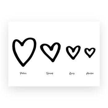 Personalised Family Hearts Print, 4 of 7