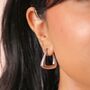 Stainless Steel Triangular Chunky Hoop Earrings In Silver, thumbnail 2 of 3