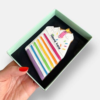 Personalised Rainbow Birthday Cake Slice Letterbox Cookie, 3 of 10