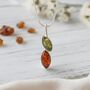 Marquise Amber And Silver Leaf Pendant Cognac And Green, thumbnail 1 of 3