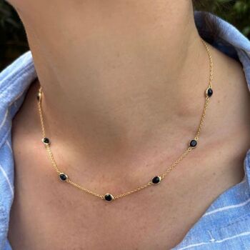 Sapphire And Gold Multi Gemstone Station Necklace, 3 of 5