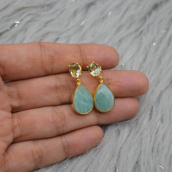 Amazonite Green Amethyst Earrings, 5 of 6