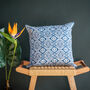 Omar Recycled Cotton Cushion Cover In Blue, thumbnail 1 of 4
