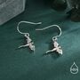 Flying Dragon Drop Hook Earrings In Sterling Silver, thumbnail 4 of 10