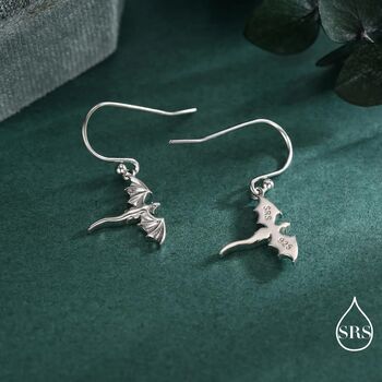 Flying Dragon Drop Hook Earrings In Sterling Silver, 4 of 10