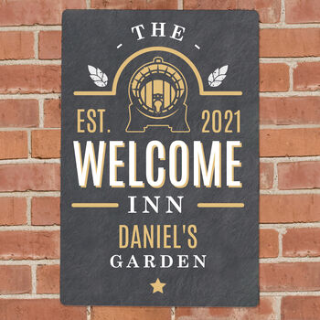 Personalised The Welcome Inn Pub Metal Sign, 2 of 4