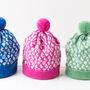 Bright Leopard Knitted Pom Pom Hat, thumbnail 9 of 11