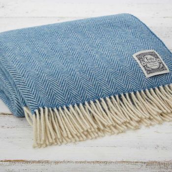 Traditional Cornish Blue Wool Picnic Blanket, 2 of 3
