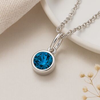 Personalised Sterling Silver Blue Topaz Pendant Necklace: December Birthstone, 3 of 12