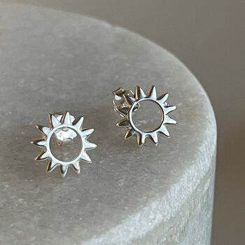 Sterling Silver Sun Studs, 5 of 8