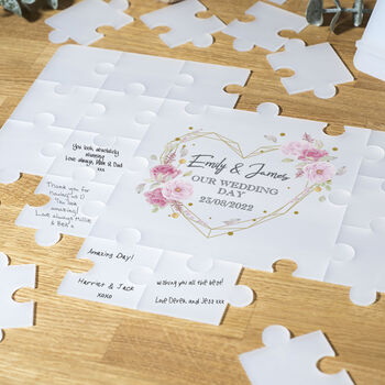 Frosted Acrylic Geometric Heart Wedding Signing Puzzle, 2 of 4