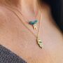 Gold Plated And Turquoise Hamsa Hand Necklace, thumbnail 1 of 3