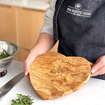 Personalised Heart Shaped Olive Wood Cheeseboard, 3 of 7