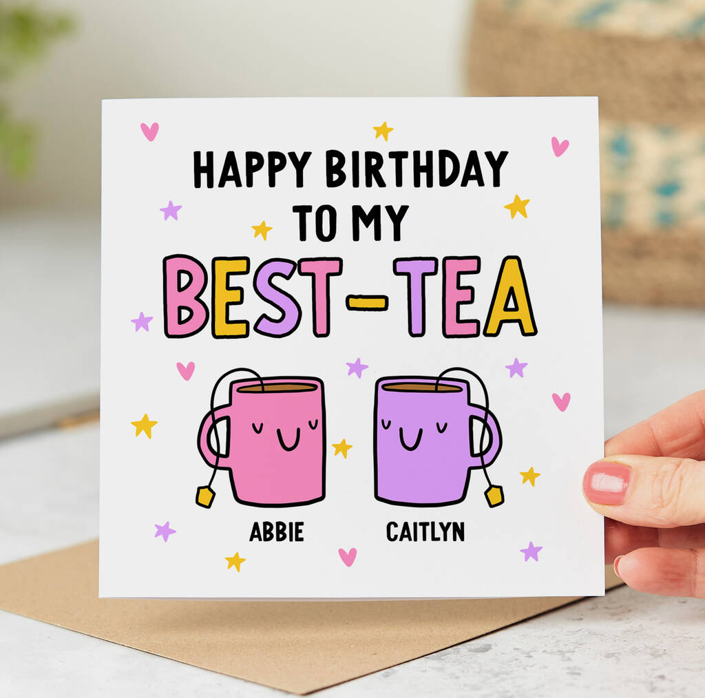 Personalised Card 'Happy Birthday Best Tea' By Arrow Gift Co