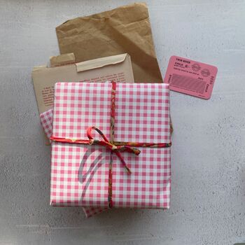 Pink Gingham Paper Fibre Wrapping/Patterned Paper Sheet, 4 of 12