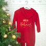 Believe's Personalised Kids Christmas Onesie Gold Stars, thumbnail 1 of 2