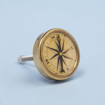 G Decor Compass Brass Round Detailed Pull Knobs, 3 of 5