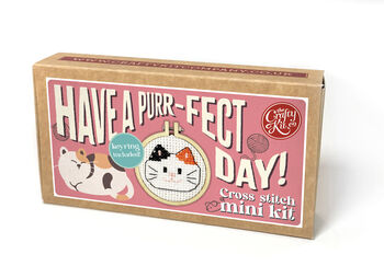 Have A Purr Fect Day! Mini Matchbox Cross Stitch Kit, 9 of 12