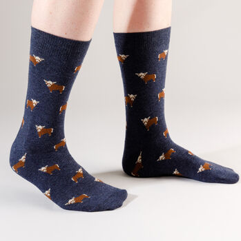 Men's Ethical Highland Cow Socks, 2 of 5