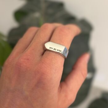 Personalised Irregular Silver Unisex Signet Ring, 7 of 11