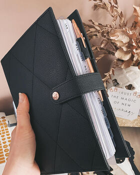 Vegan Leather A5 Ring Binder Planner | Black, 3 of 5