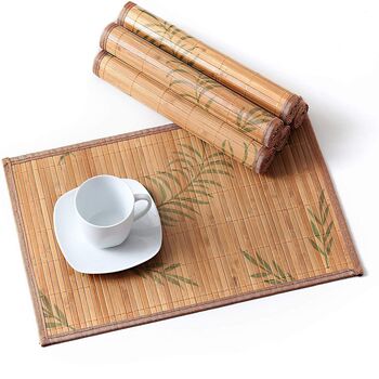 Set Of Six Brown Leaf Bamboo Placemats, 3 of 11