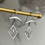 Sterling Silver Crescent Moon Luna Moth Earrings, thumbnail 2 of 9