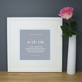 Personalised 16th Birthday Print And Mount, 7 of 7