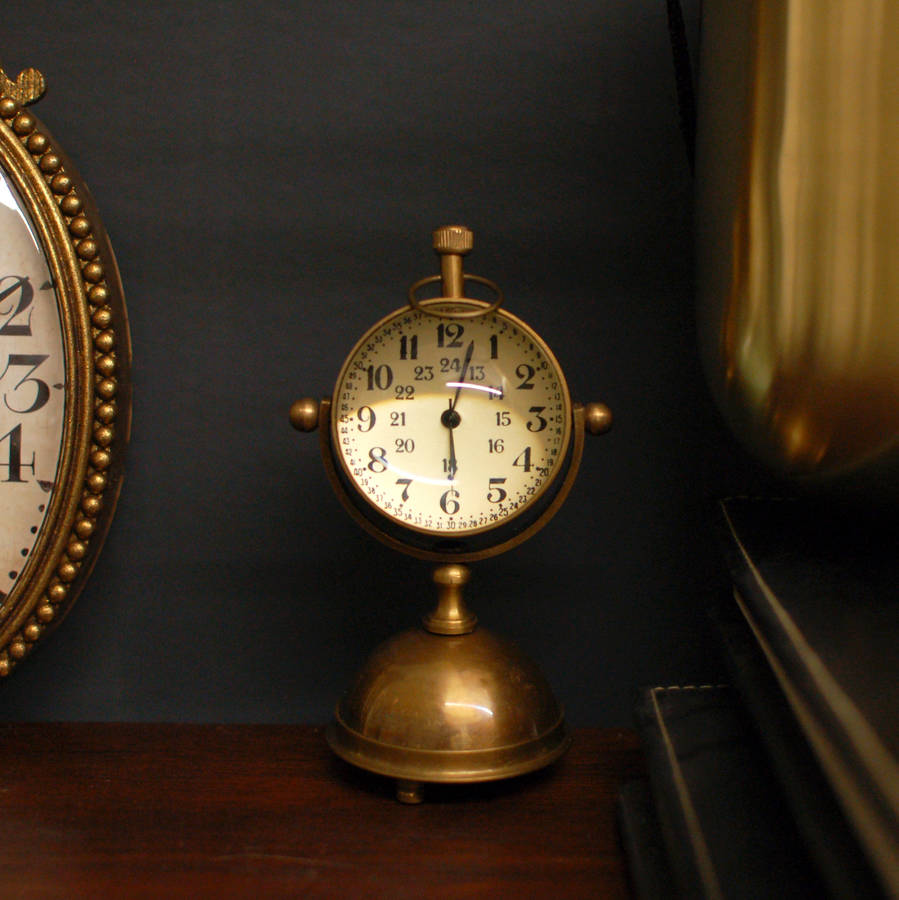 vintage antique round brass gold desk clock by made with love designs