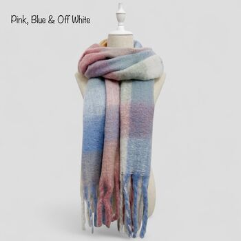 Soft Check Print Wool Blend Scarf, 8 of 12