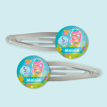 Personalised Mermaids Birthday Hair Clips, 3 of 3