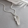Sterling Silver Small Feather Drop Necklace, thumbnail 3 of 7