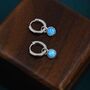 Sterling Silver Dangling Blue Opal Hoop Earrings, thumbnail 5 of 11