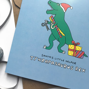 Funny Christmas Card With Dinosaur Pun, 2 of 3