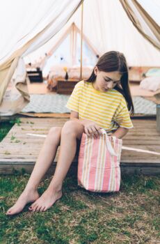 Quilted Mini Tote Bag In Stripe, 3 of 6