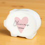 Personalised Pink Heart Piggy Bank Personalised Gift, thumbnail 3 of 5
