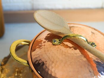 Hammered Solid Copper Cookware Set With Lid, Tin Lined Inside, 2 of 8