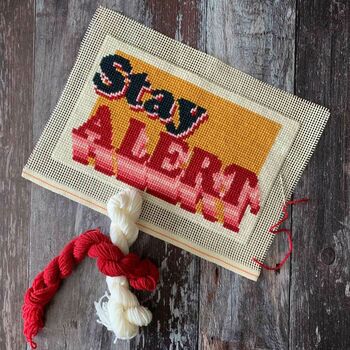 Stay Alert Wool Cross Stitch Kit, 2 of 4