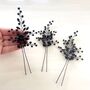 Set Of Three Black Pearl And Crystal Hair Pins, thumbnail 2 of 4