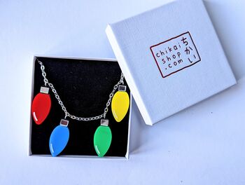 Christmas Lights Necklace On Acrylic And Silver Plated, 3 of 9