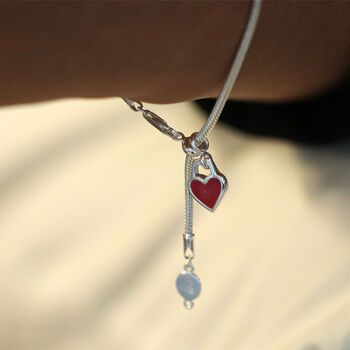 Personalised Sterling Silver Snake Chain Heart Bracelet, 4 of 10