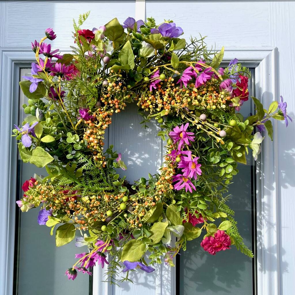 Large Colourful Summertime Floral Wreath, 1 of 8