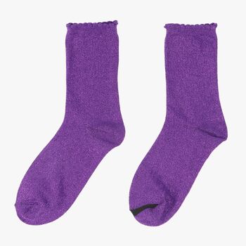 Women's Glitter Socks Purple, 2 of 4